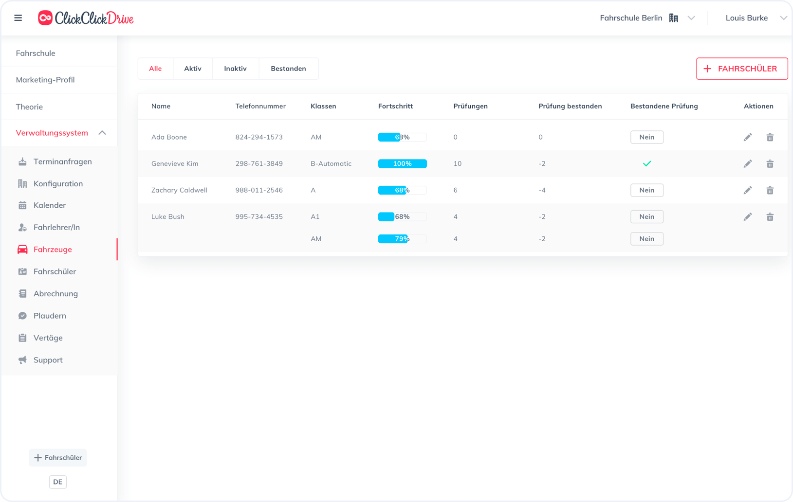 Bildschirmaufname von der ClickClickDrive Theorie App - Lernfortschritt, schnelle Einrichtung und Statistiken